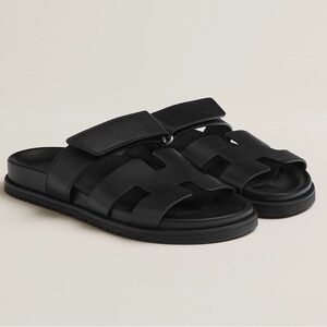 Hermes black sandals 39
